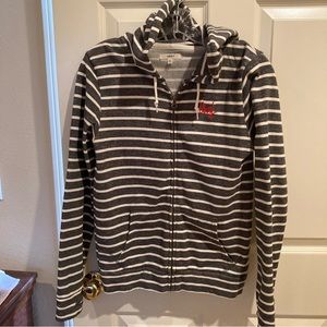 Obey striped full zip hooded sweatshirt